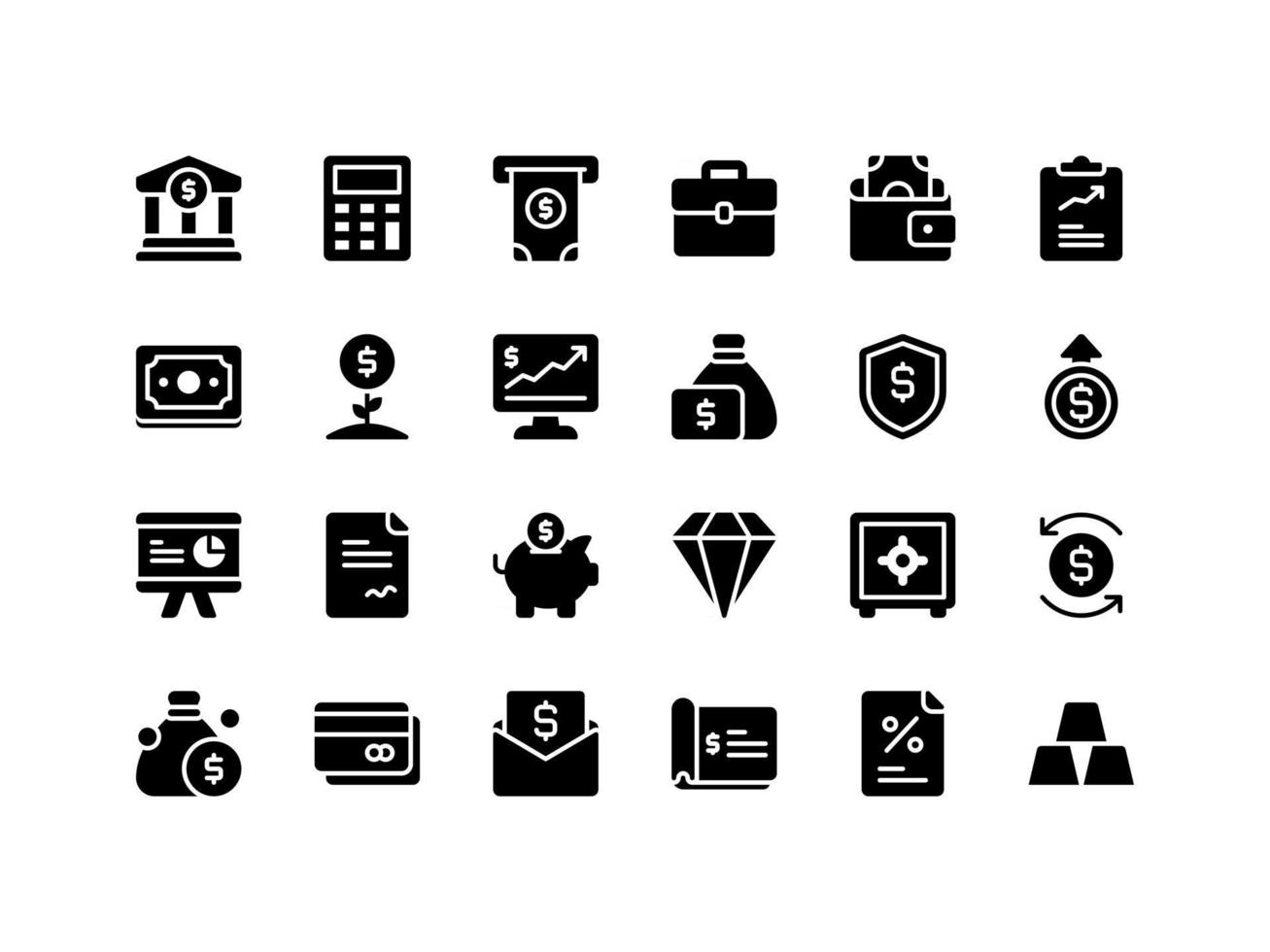 Finance and Accounting Glyph Icon Set vector