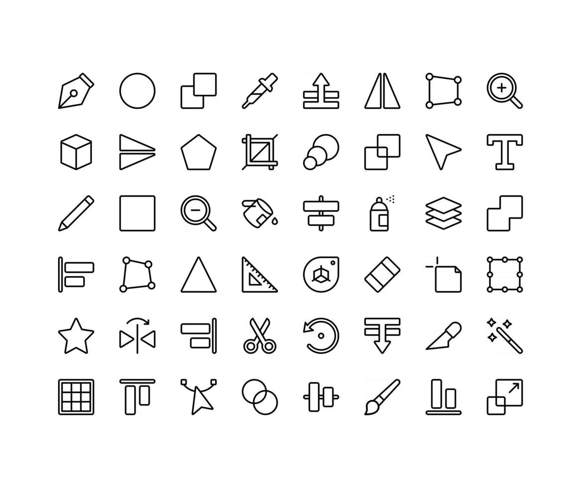 Design Tools Outline Icon Set vector