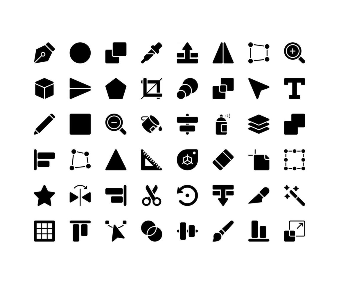 Design Tools Glyph Icon Set vector
