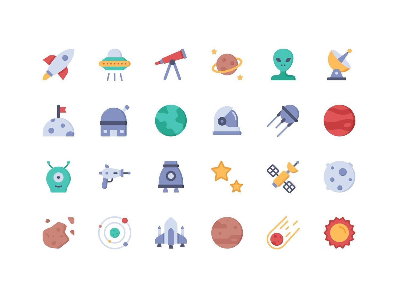 Space Objects Flat Icon Set vector