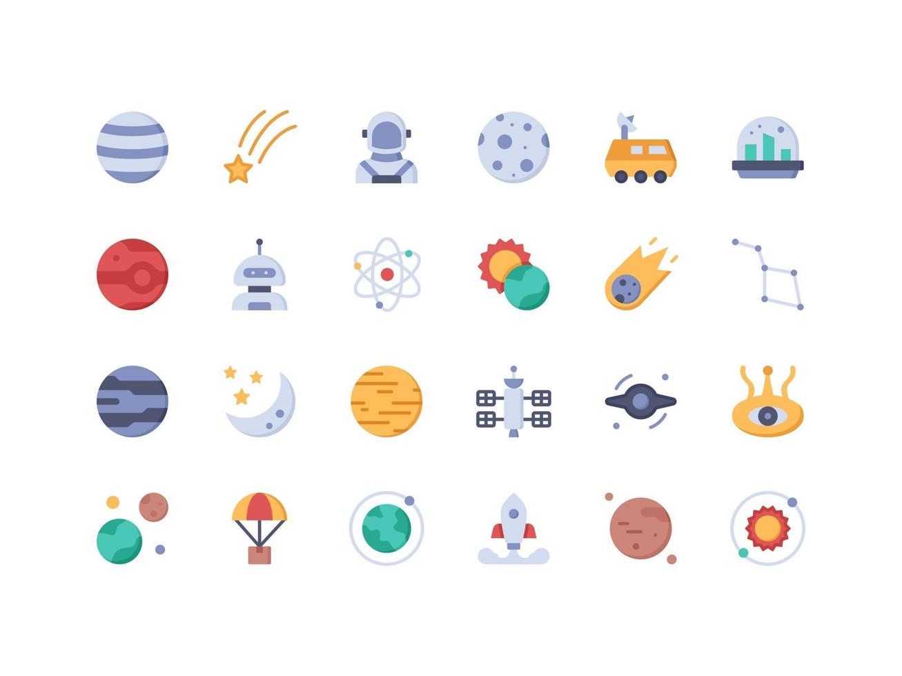 Space Objects Flat Icon Set vector