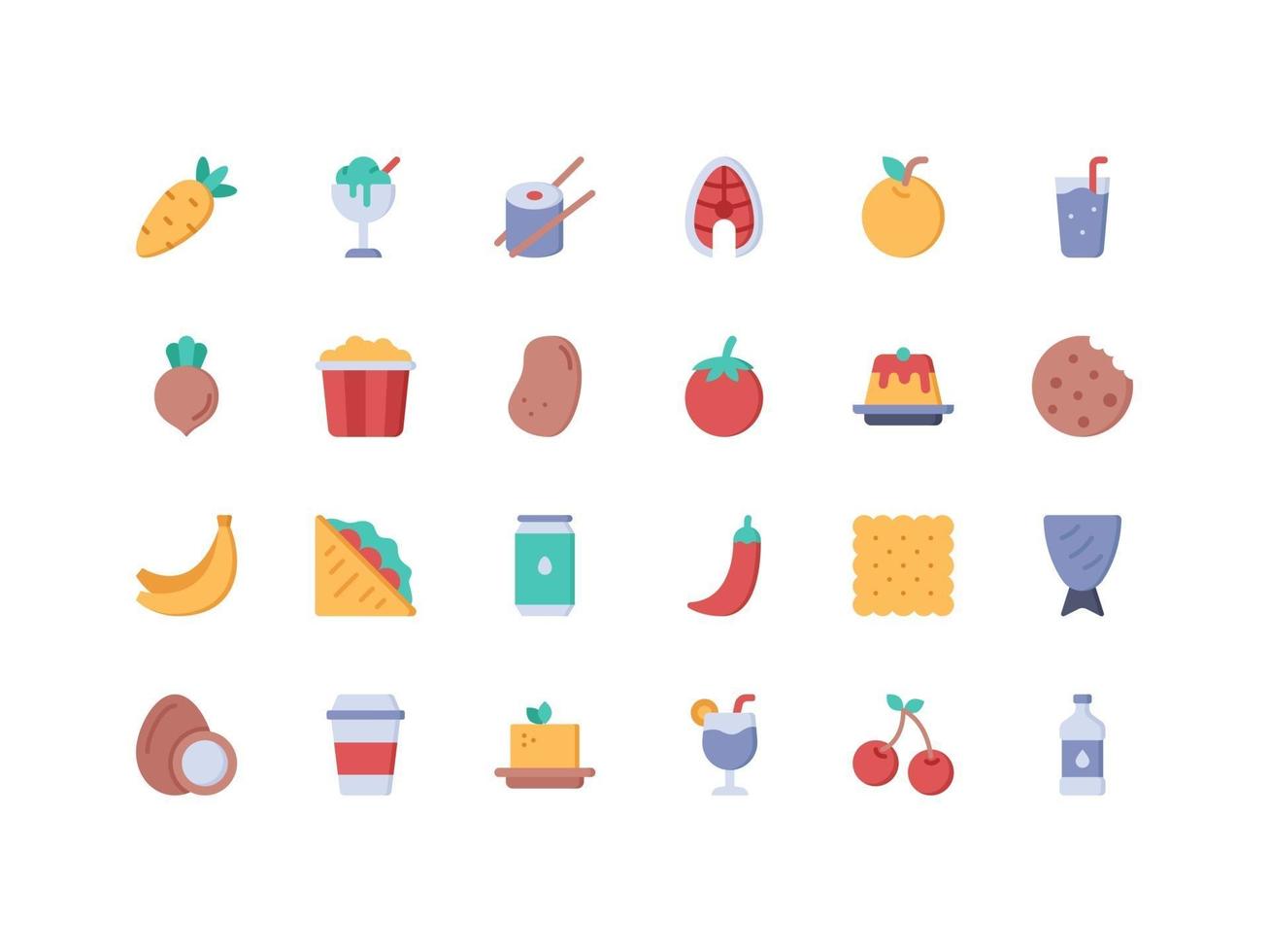 Food and Drinks Flat Icon Set vector