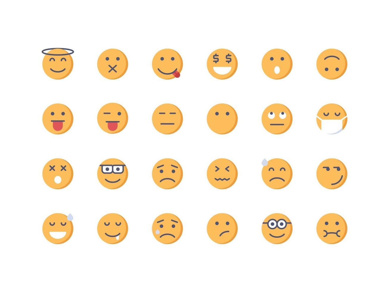 Emoticon and Emoji Flat Icon Set vector