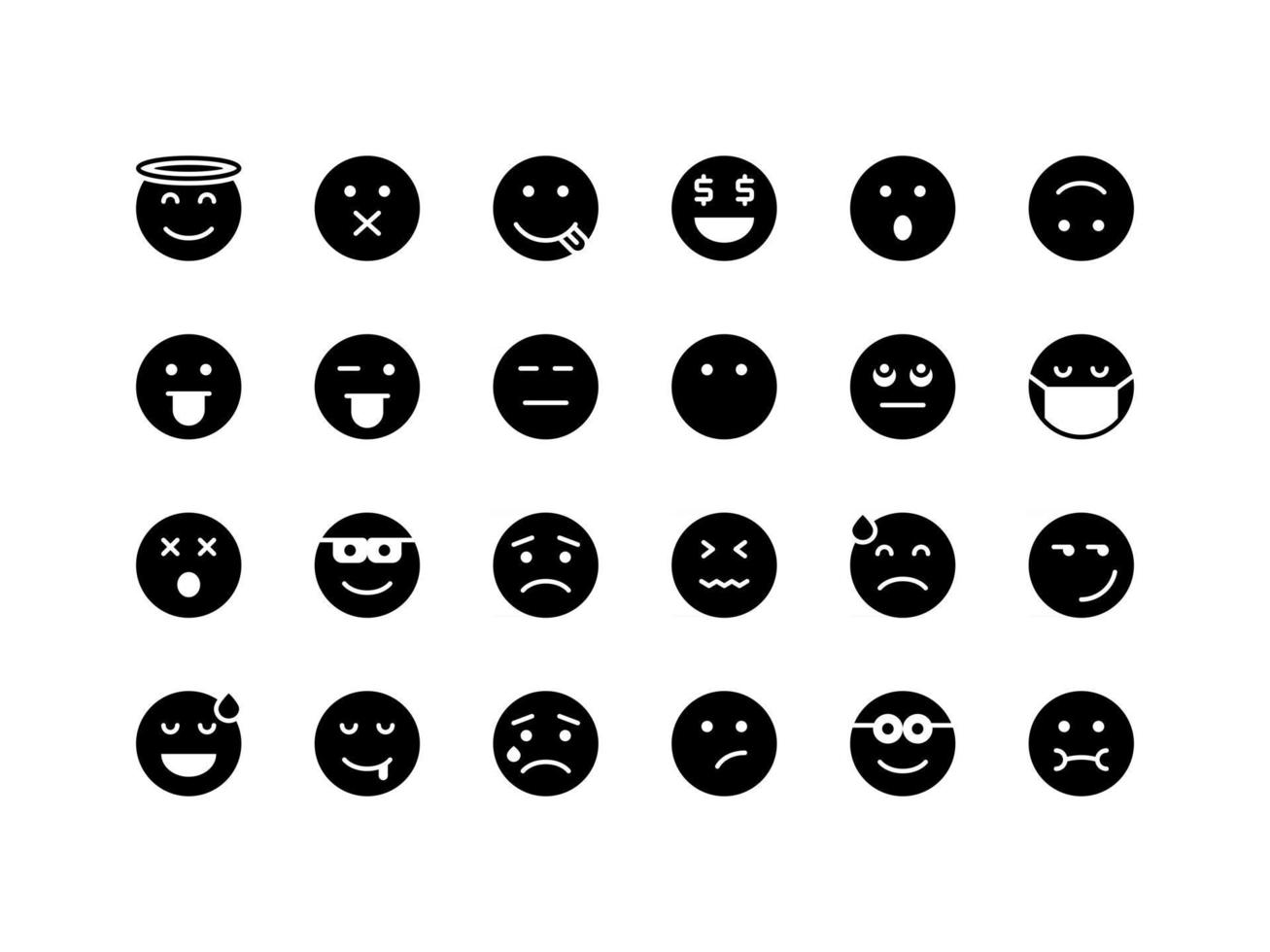 conjunto de iconos de glifo de emoticonos y emoji vector