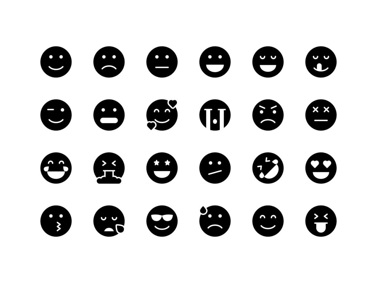 conjunto de iconos de glifo de emoticonos y emoji vector