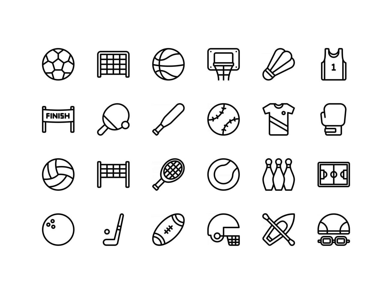 Sports and Fitness Outline Icon Set vector