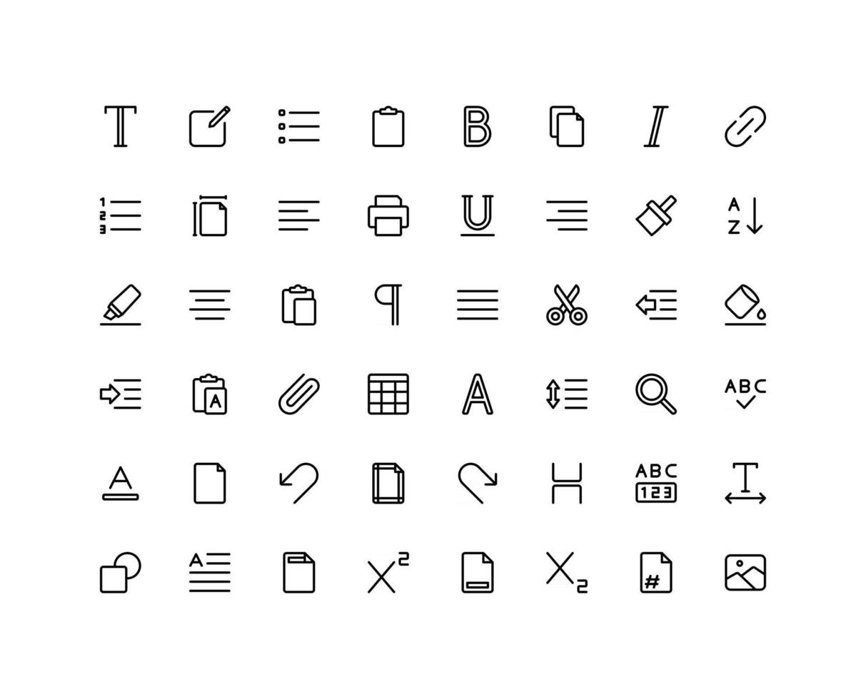 Text Editor Outline Icon Set vector