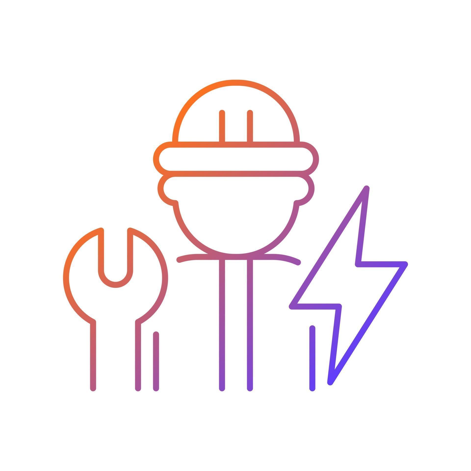Electrician gradient linear vector icon. Electrical wiring system