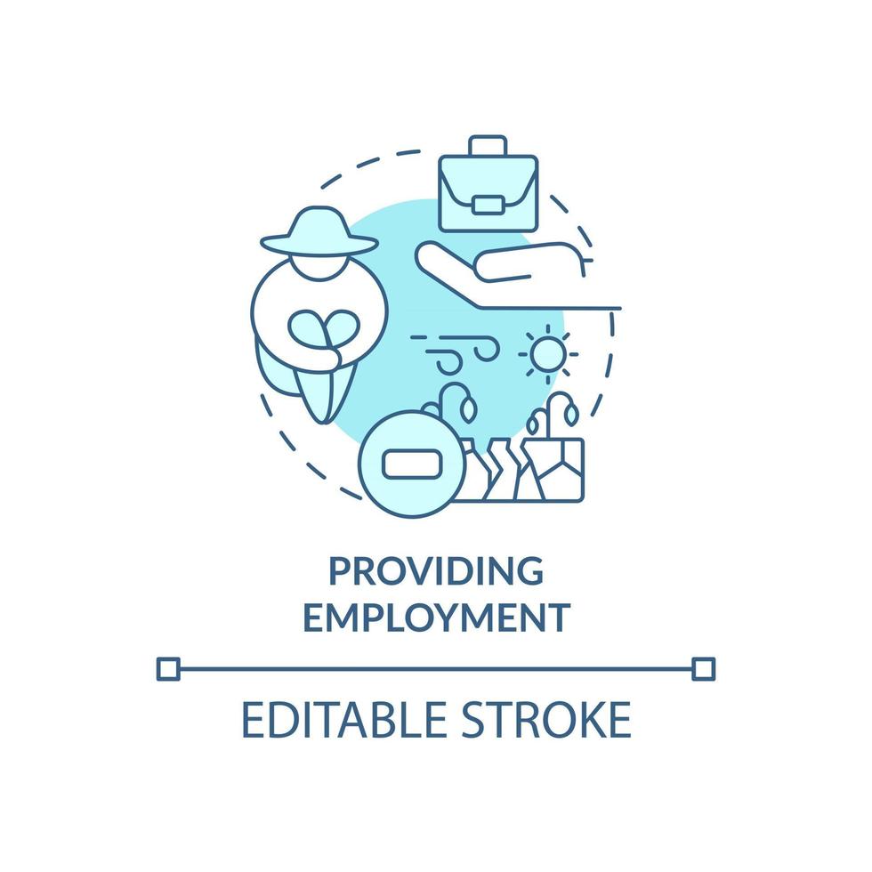 Providing employment concept icon. Carbon offsetting abstract idea thin line illustration. Mitigating negative impacts on business. Vector isolated outline color drawing. Editable stroke