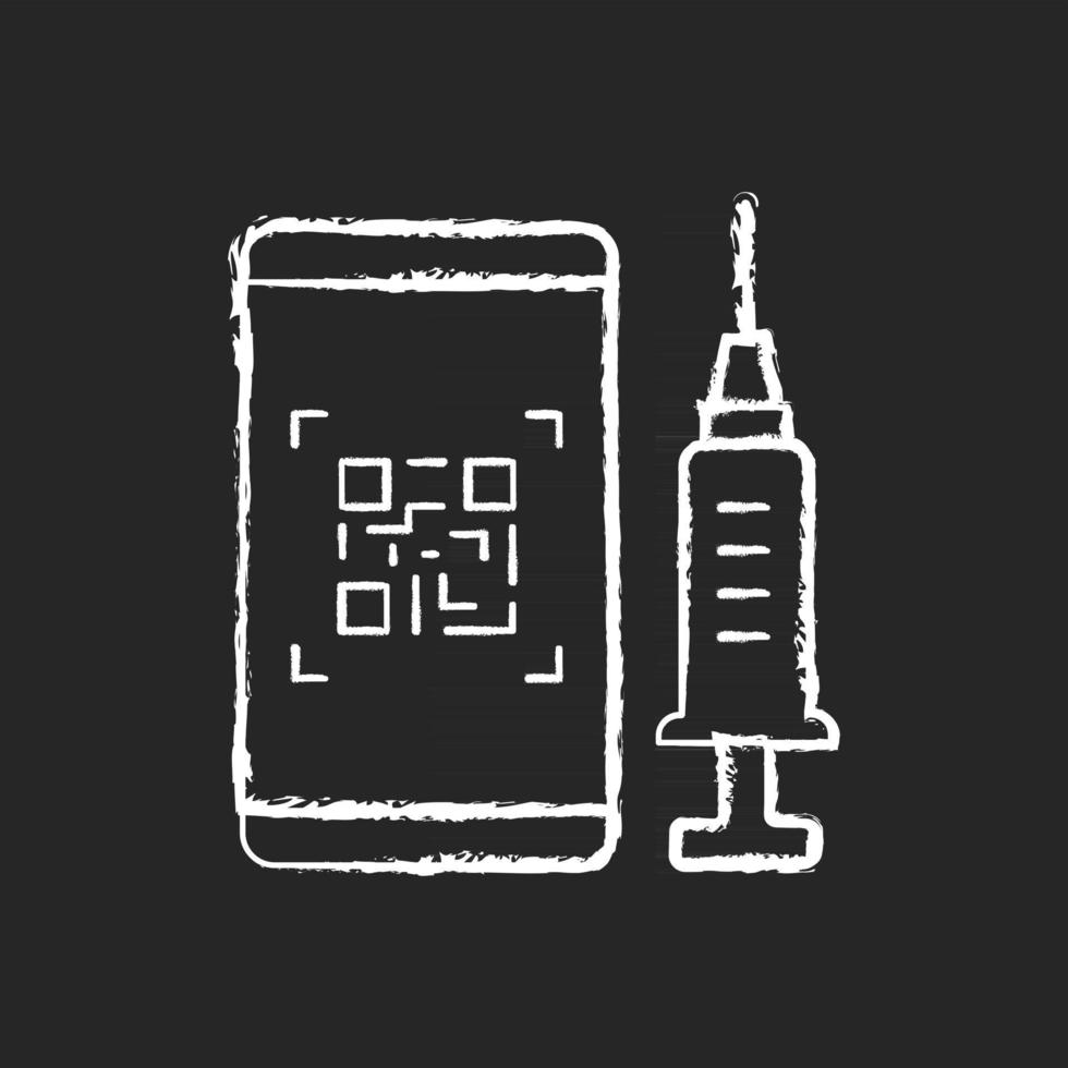 QR code for vaccination chalk white icon on black background vector