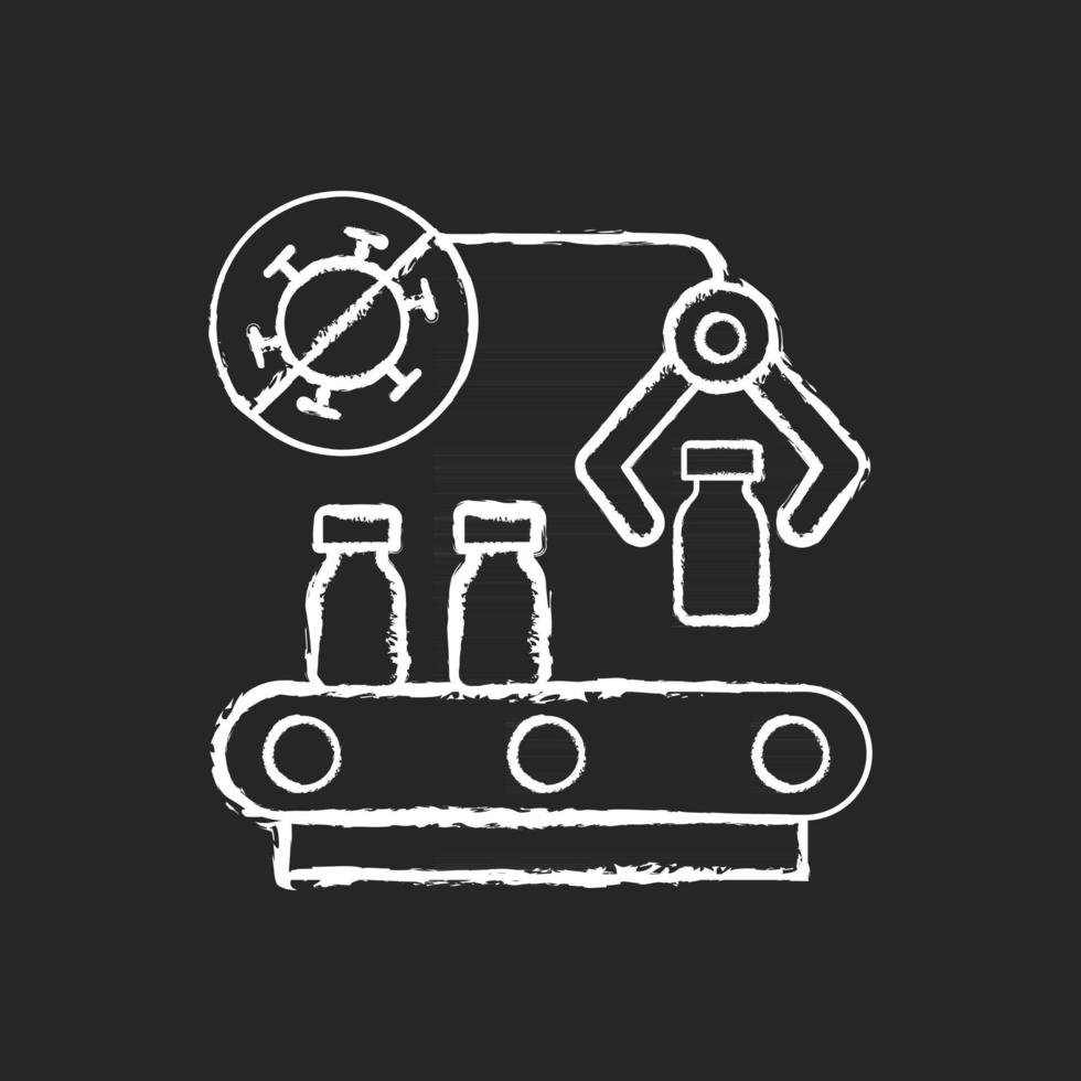 Vaccine manufacturer chalk white icon on black background vector