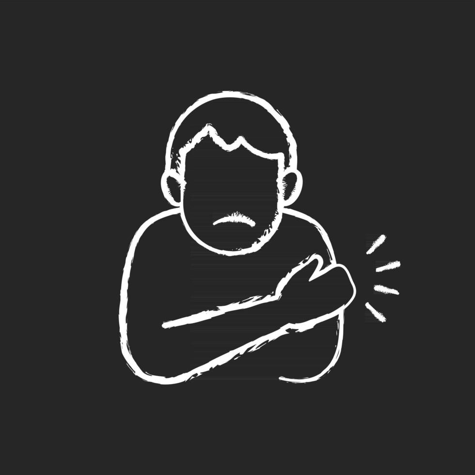 Arm swelling chalk white icon on black background vector