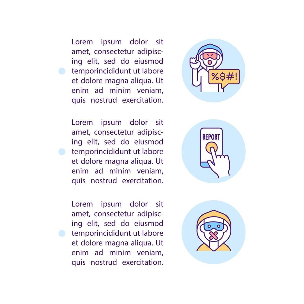 Reporting cyberbullying concept line icons with text vector