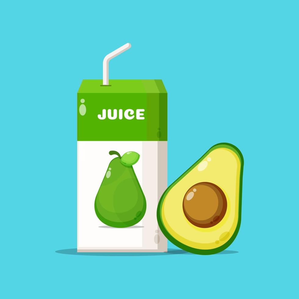 Caja de jugo de aguacate con icono de aguacate vector