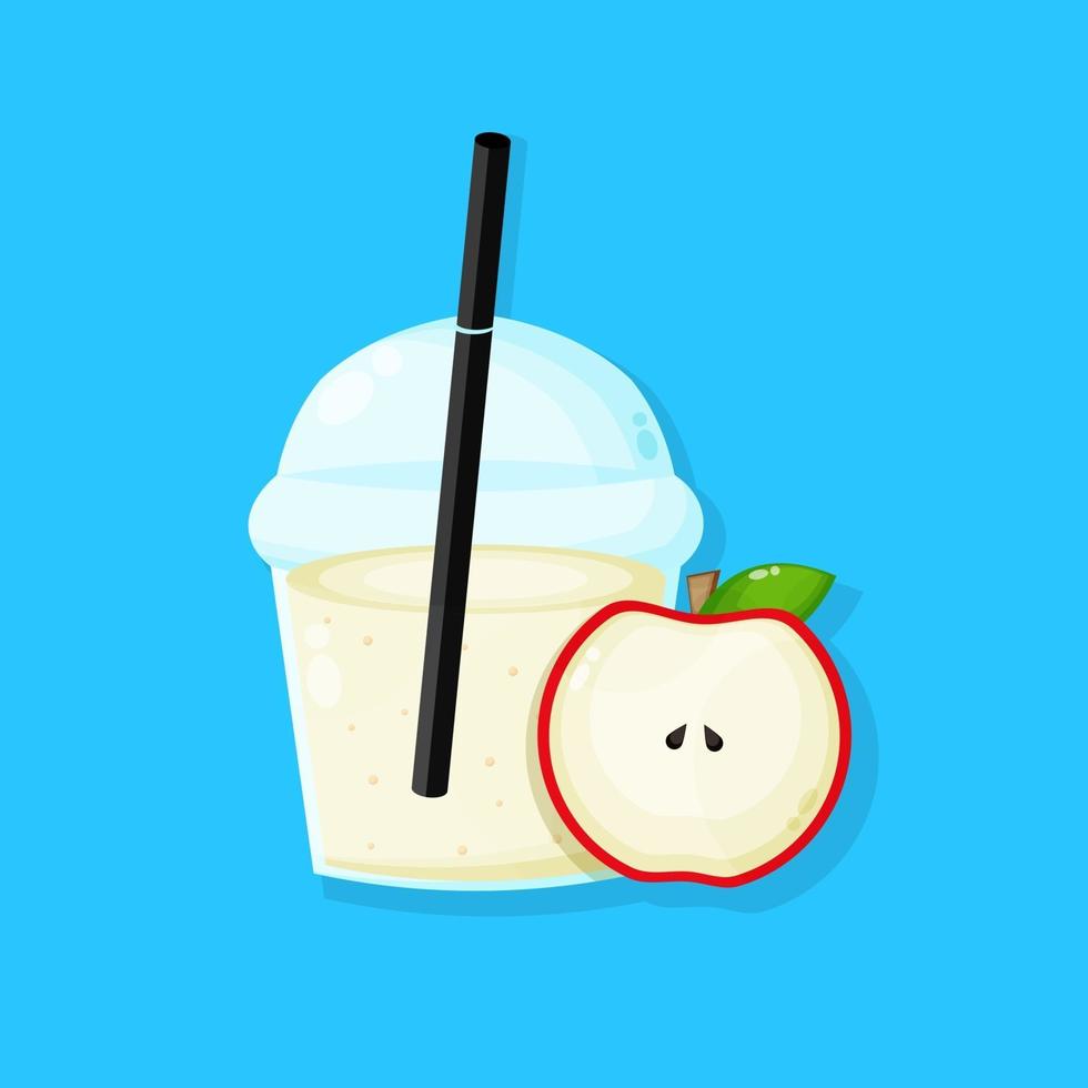 jugo de manzana, en, plástico, taza, icono vector