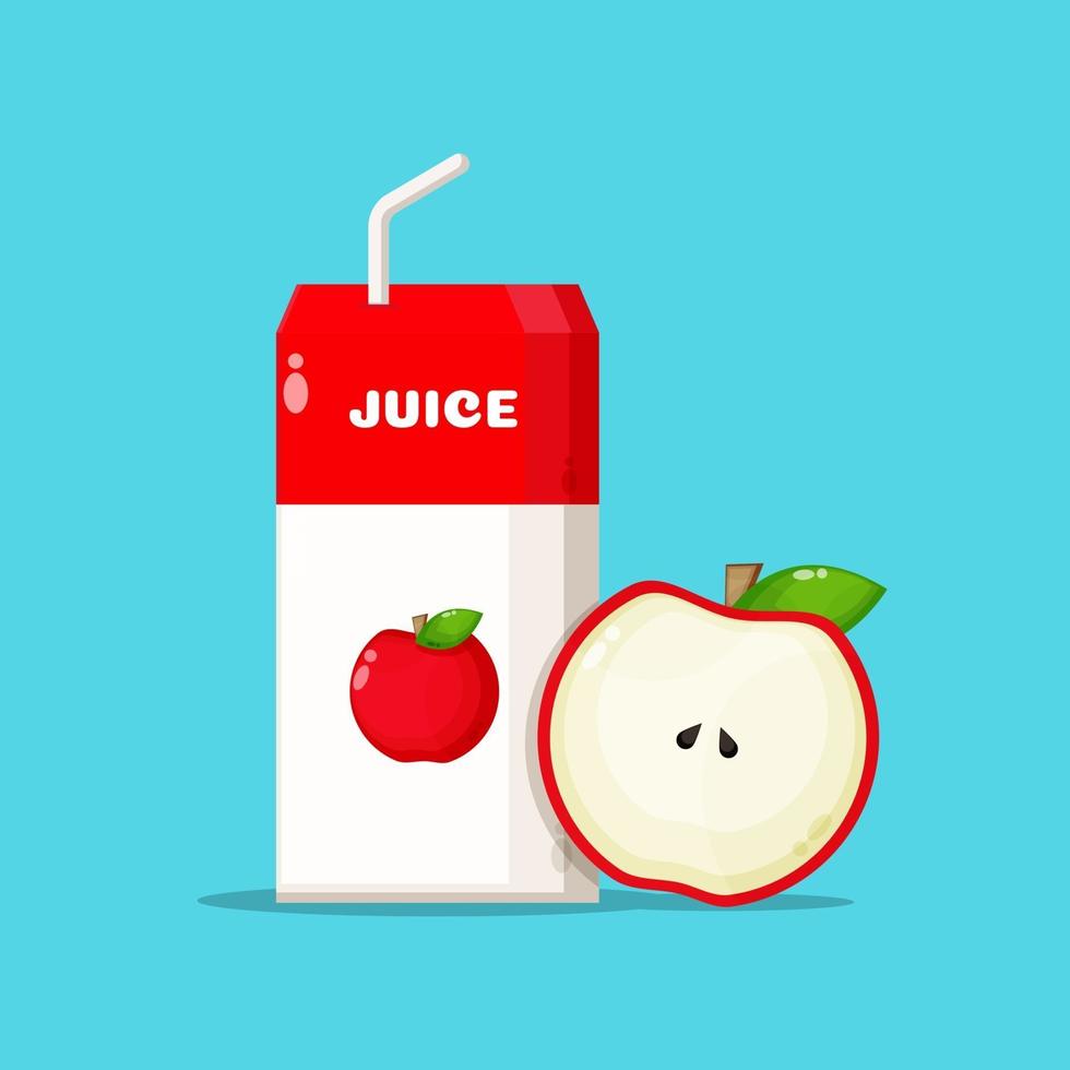 caja de jugo de manzana con icono de rebanada de manzana vector