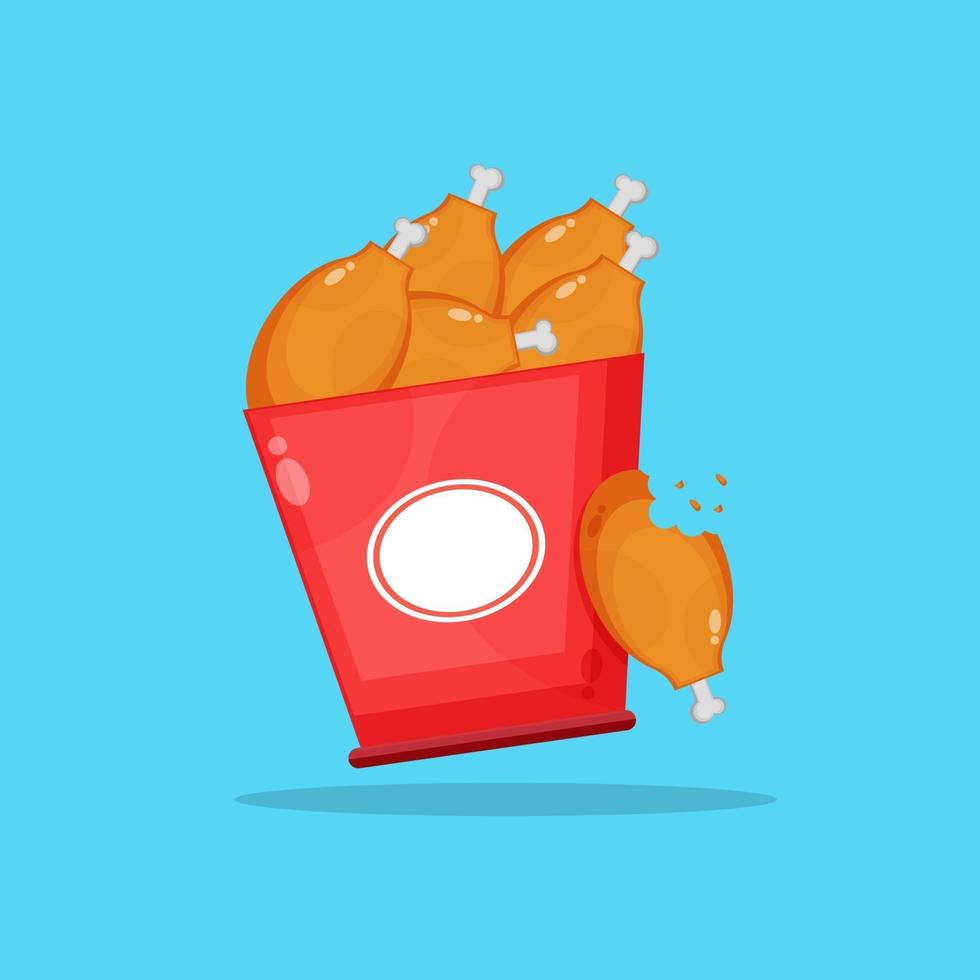 Fried chicken bucket icon design vector