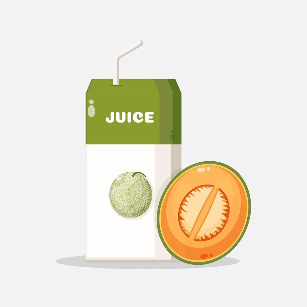 Melon juice box with melon slice icon vector