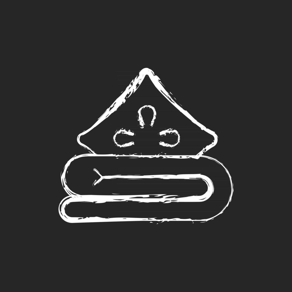 Bed linen chalk white icon on dark background. Soft cushion and sheets. Comfortable duvet, pillow. Textile products, household cloths. Domestic items. Isolated vector chalkboard illustration on black