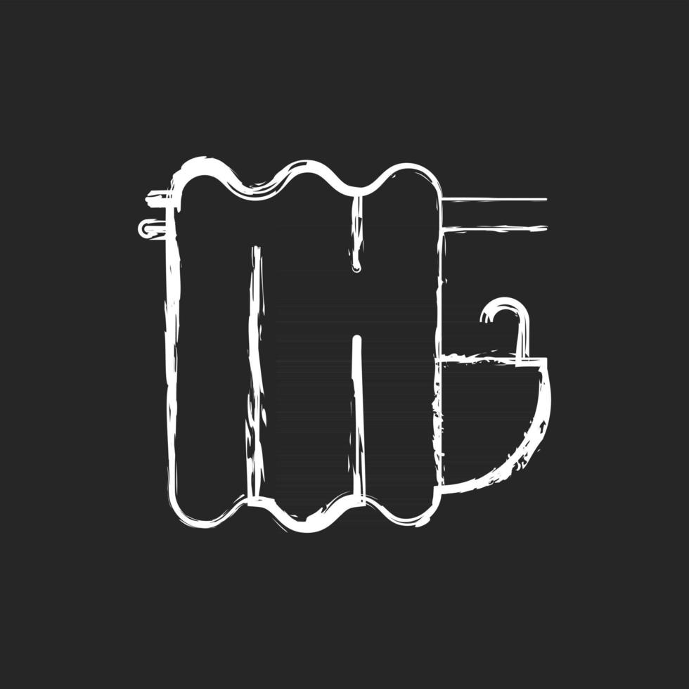 Bath curtain chalk white icon on dark background. Bathroom drapes on rod. Shower drapery. Textile products, household cloths. Domestic material item. Isolated vector chalkboard illustration on black