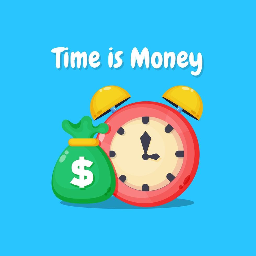 Time is money concept. clock and money icon design vector