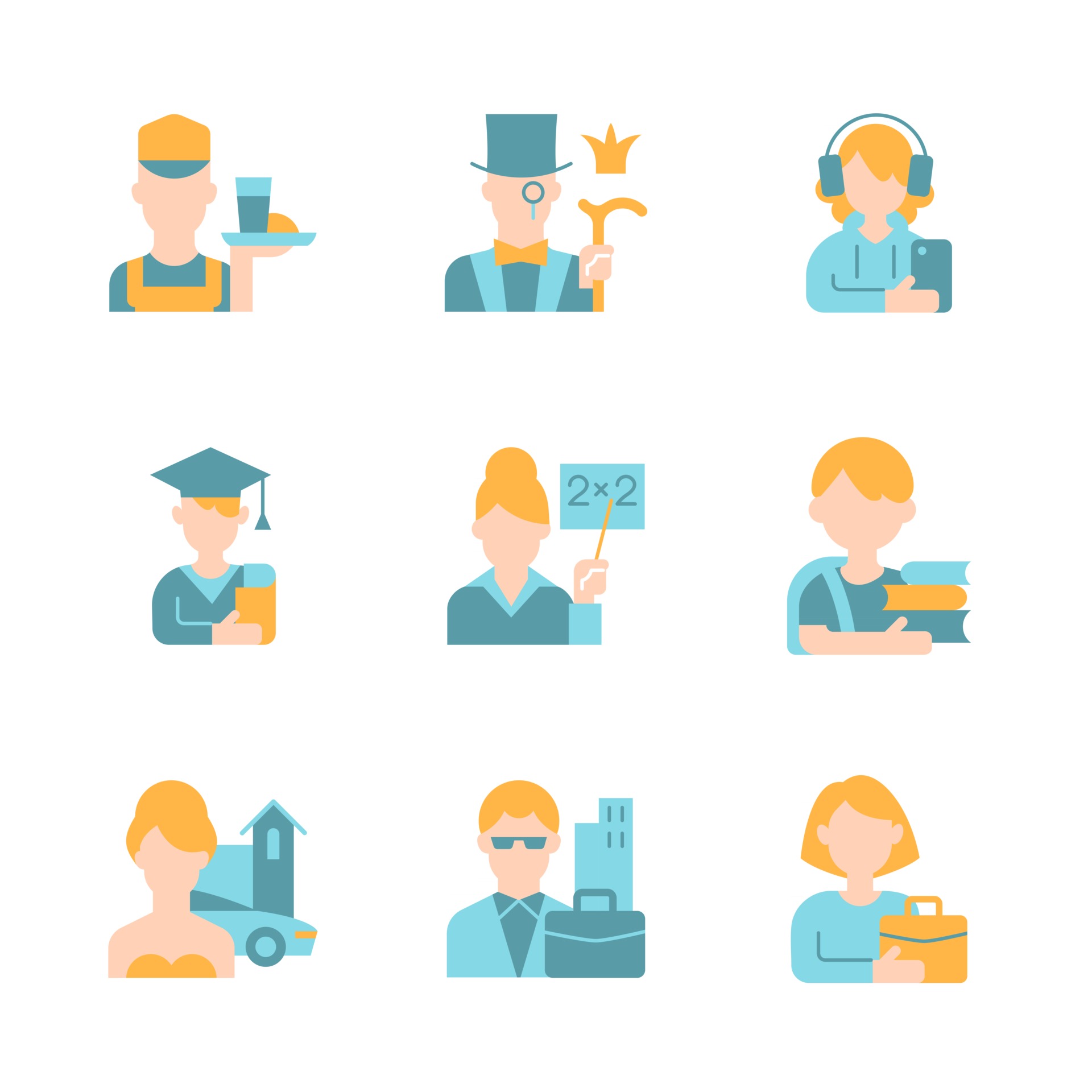 Social Status Vector Flat Color Icon Set Different Age And Genders social-status-vector-flat-color-icon-set-different-age-and-genders