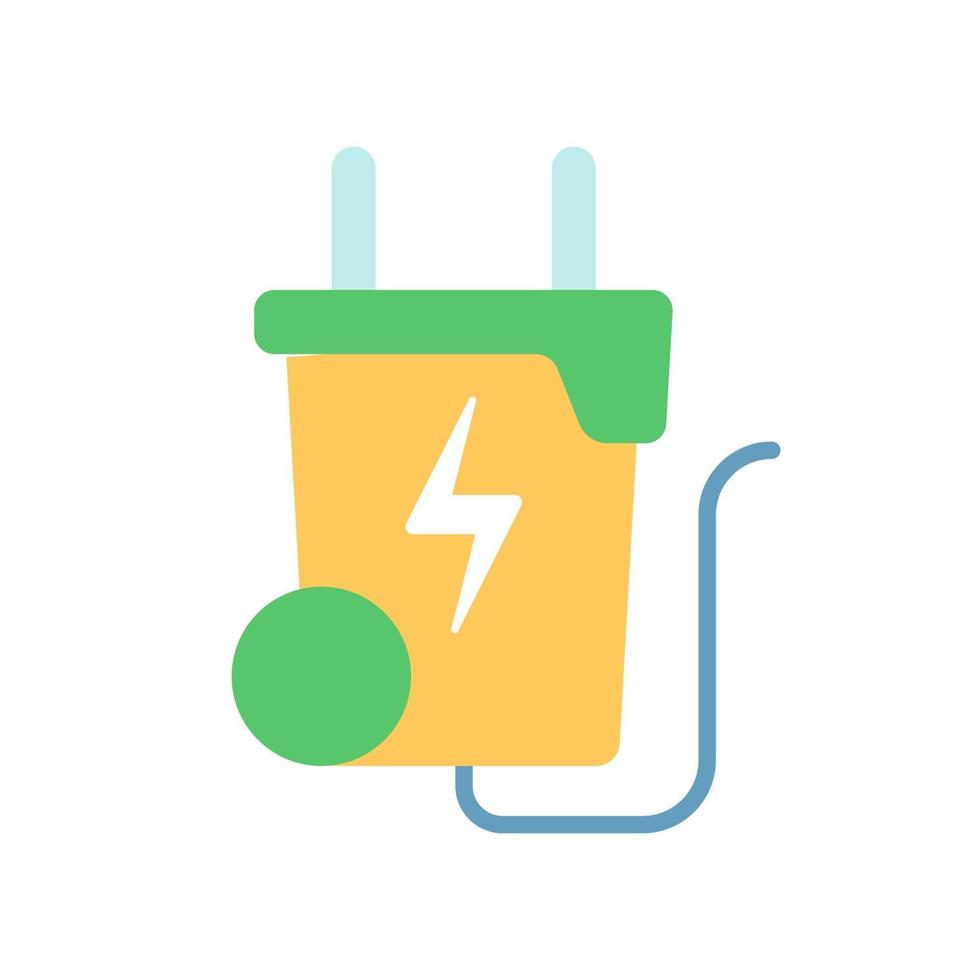 Waste-to-energy vector flat color icon. Energy-from-waste. Processing into fuel source. Garbage and trash. Energy generation process. Cartoon style clip art for mobile app. Isolated RGB illustration