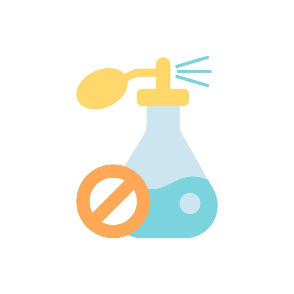 No fragrance in product vector flat color icon. Smell free label for cosmetics. Avoid common allergen. Bio product. Cartoon style clip art for mobile app. Isolated RGB illustration
