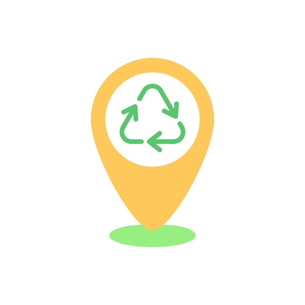 Dropping off locations vector flat color icon. Place with collection bins. Landfill and recycling centers. Drop-off waste. Cartoon style clip art for mobile app. Isolated RGB illustration