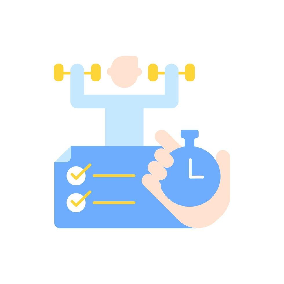 Improving productivity with time management vector flat color icon. Skill development with elearning course. Testing efficiency. Cartoon style clip art for mobile app. Isolated RGB illustration