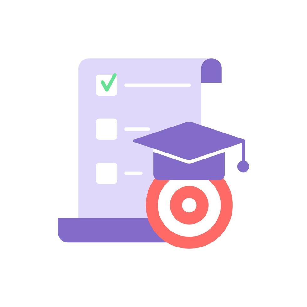 Studying goals vector flat color icon. Focus on education. Learning plan. Skill development program, learning course. Cartoon style clip art for mobile app. Isolated RGB illustration