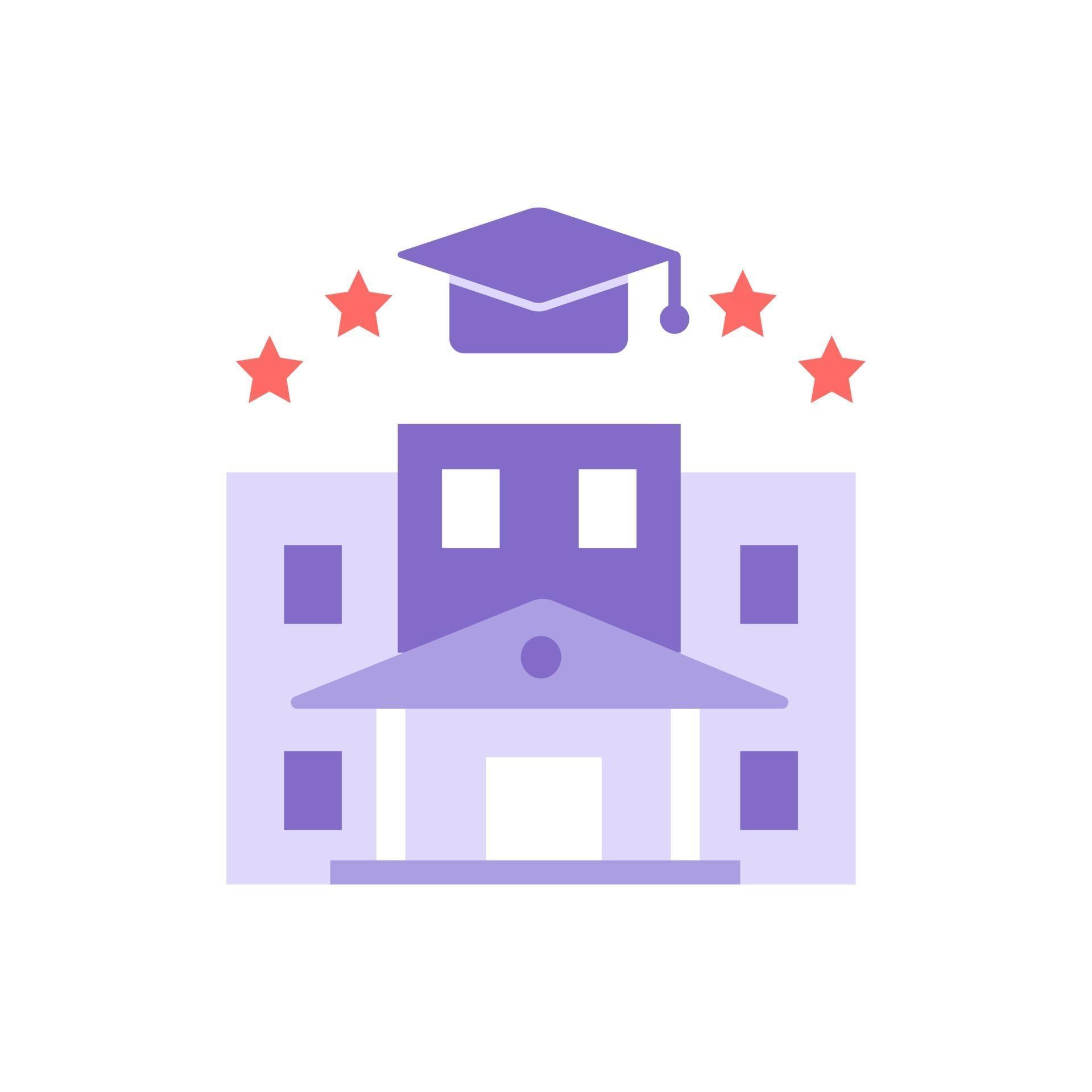 University vector flat color icon. Higher education, student lifestyle 