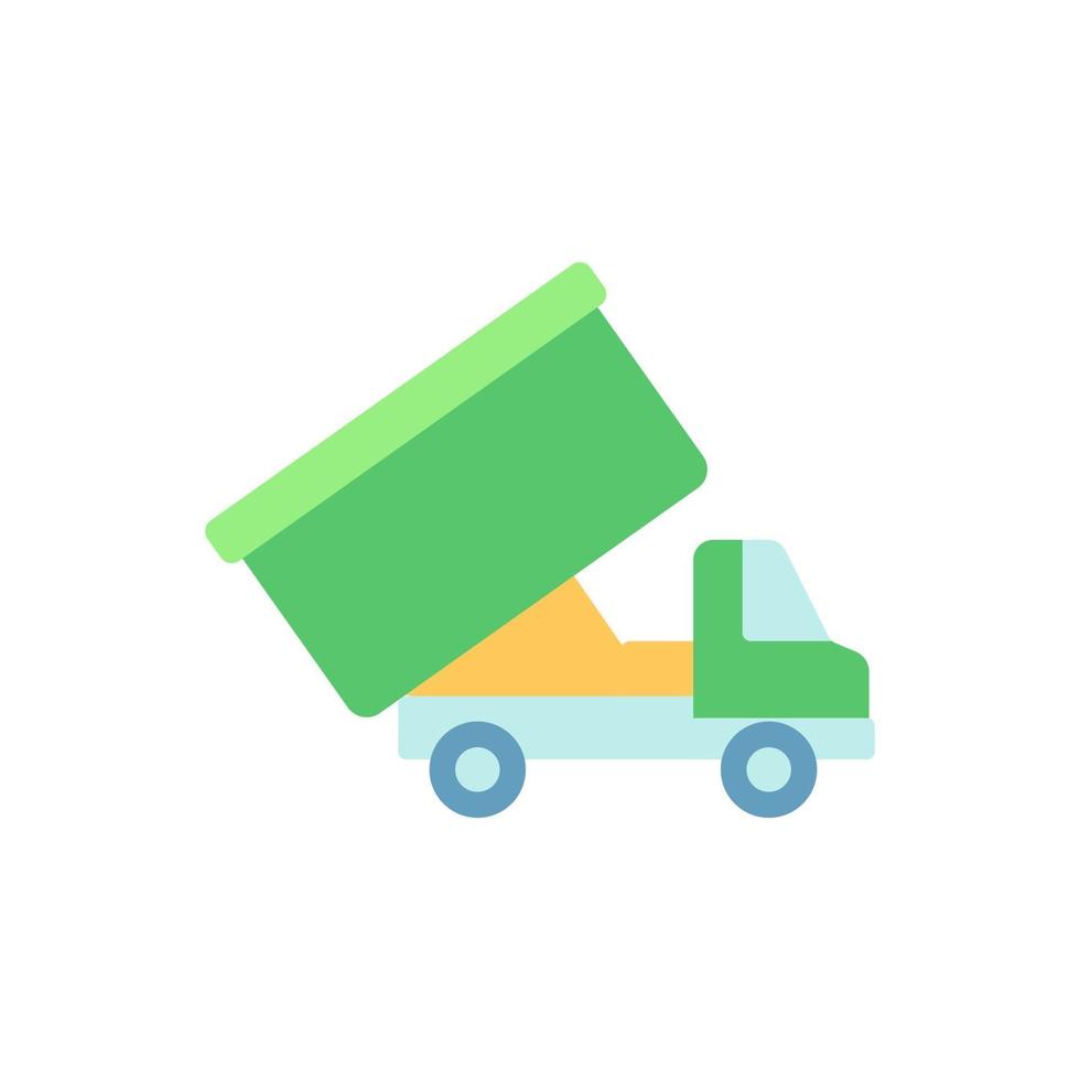 Roll-off truck vector flat color icon. Open top dumpster. Organizational clear outs. Convenient disposal option. Household junk. Cartoon style clip art for mobile app. Isolated RGB illustration
