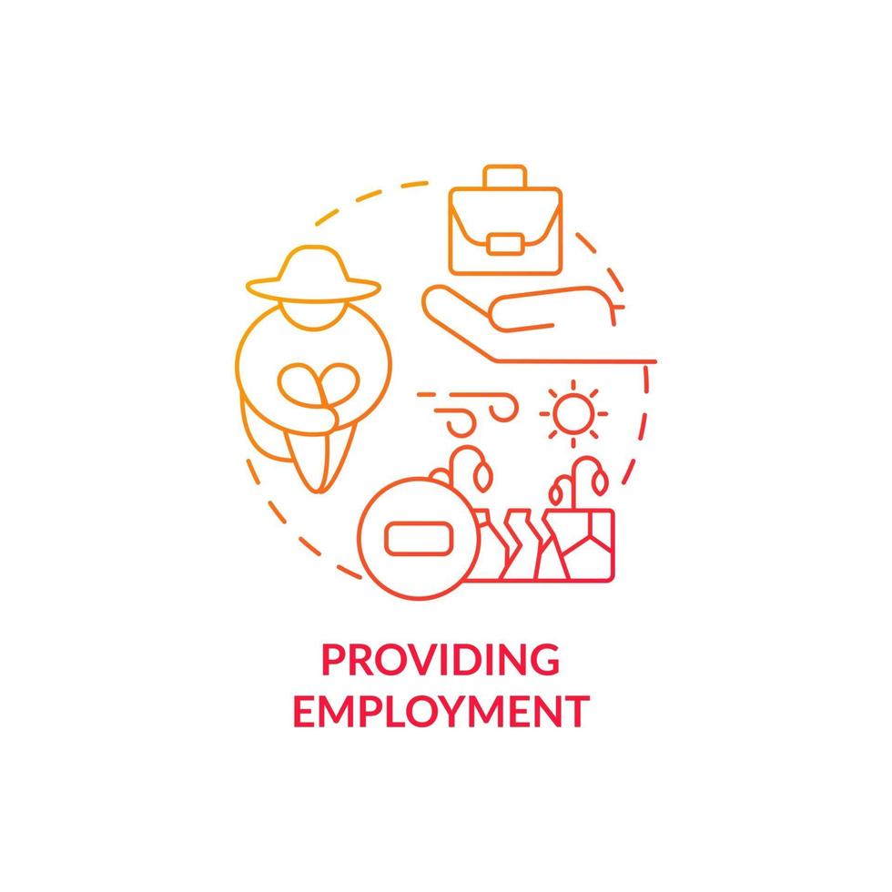 Providing employment concept icon. Carbon offsetting abstract idea thin line illustration. Caring for local communities. Sustainability initiatives. Vector isolated outline color drawing