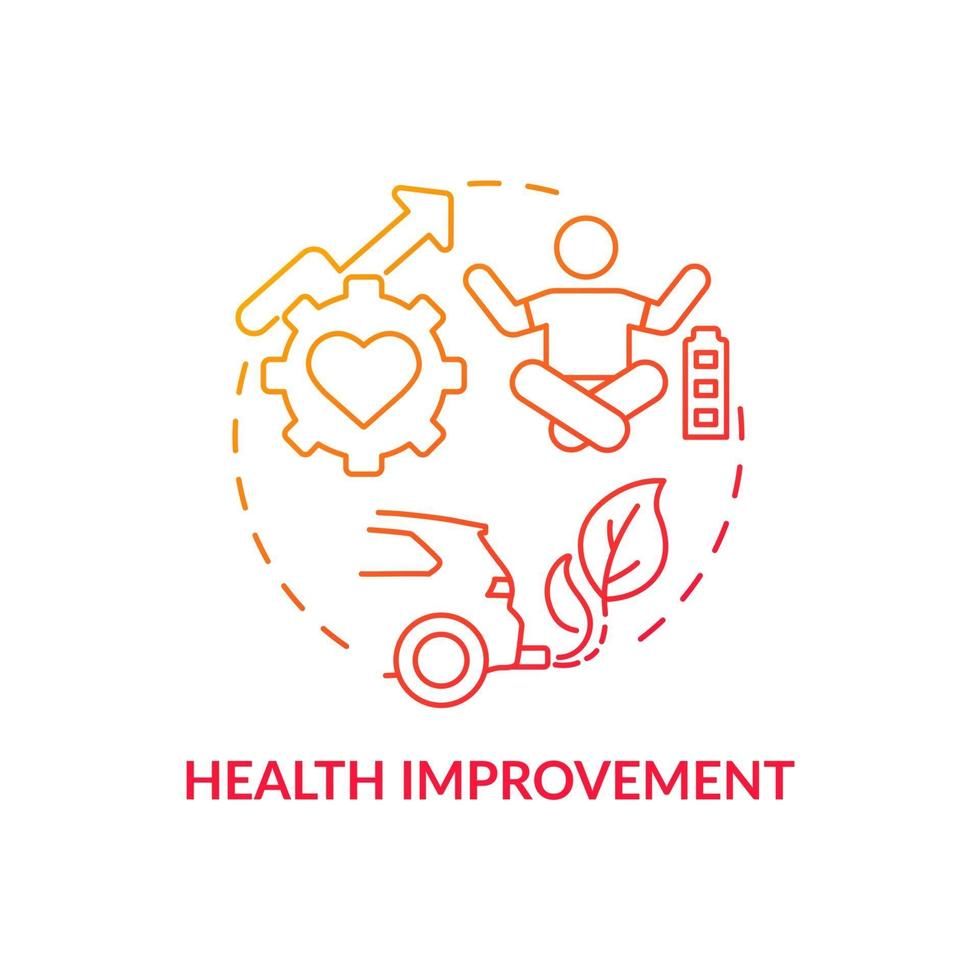 Health improvement concept icon. Carbon offsetting benefit abstract idea thin line illustration. Mitigating climate change. Reducing transport emissions. Vector isolated outline color drawing