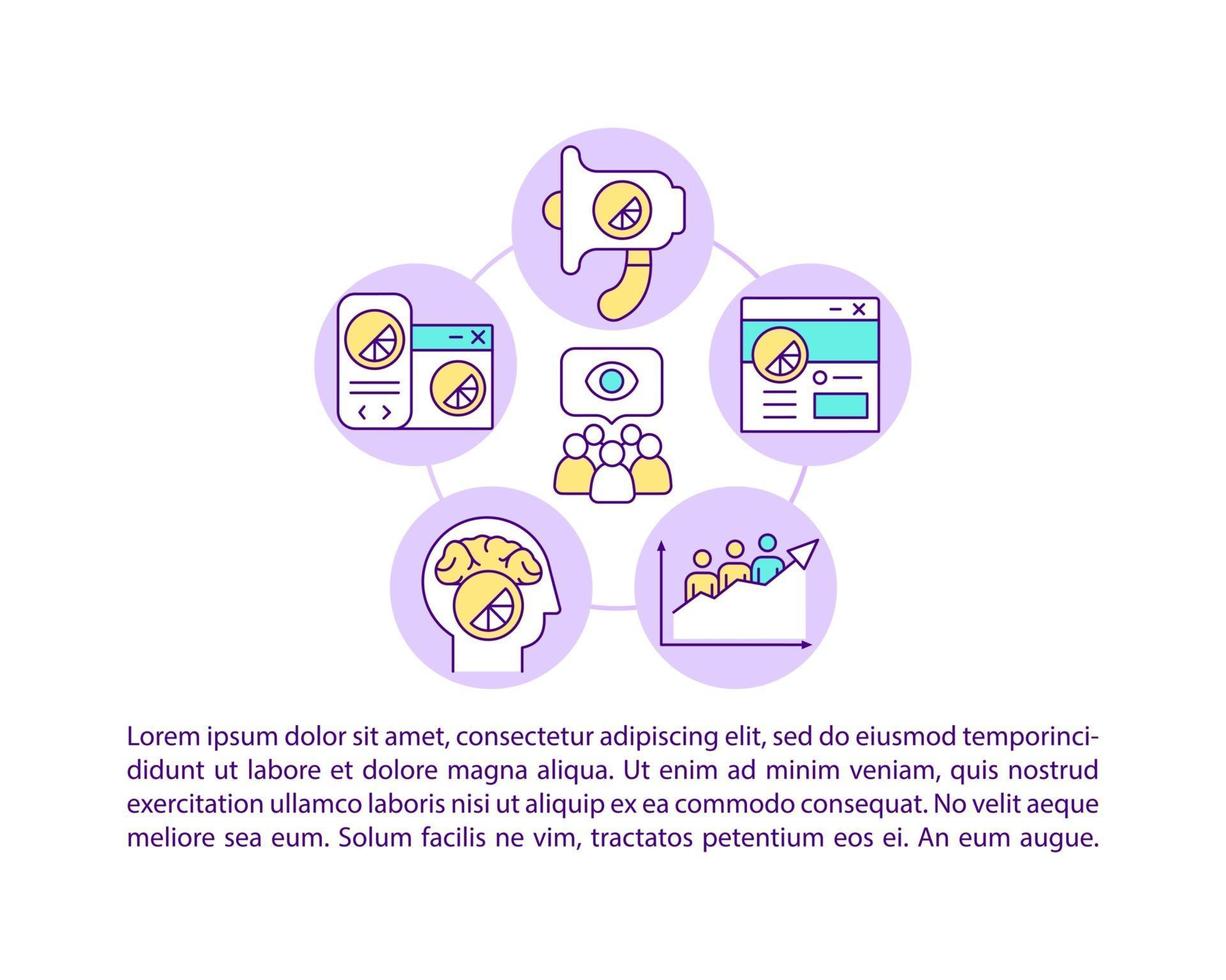 Website and social media concept line icons with text. PPT page vector template with copy space. Brochure, magazine, newsletter design element. Social media promotion linear illustrations on white