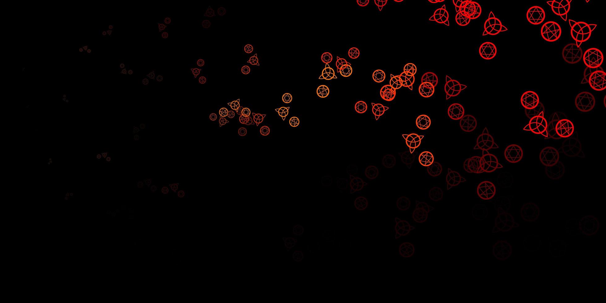 Dark Orange vector template with esoteric signs.
