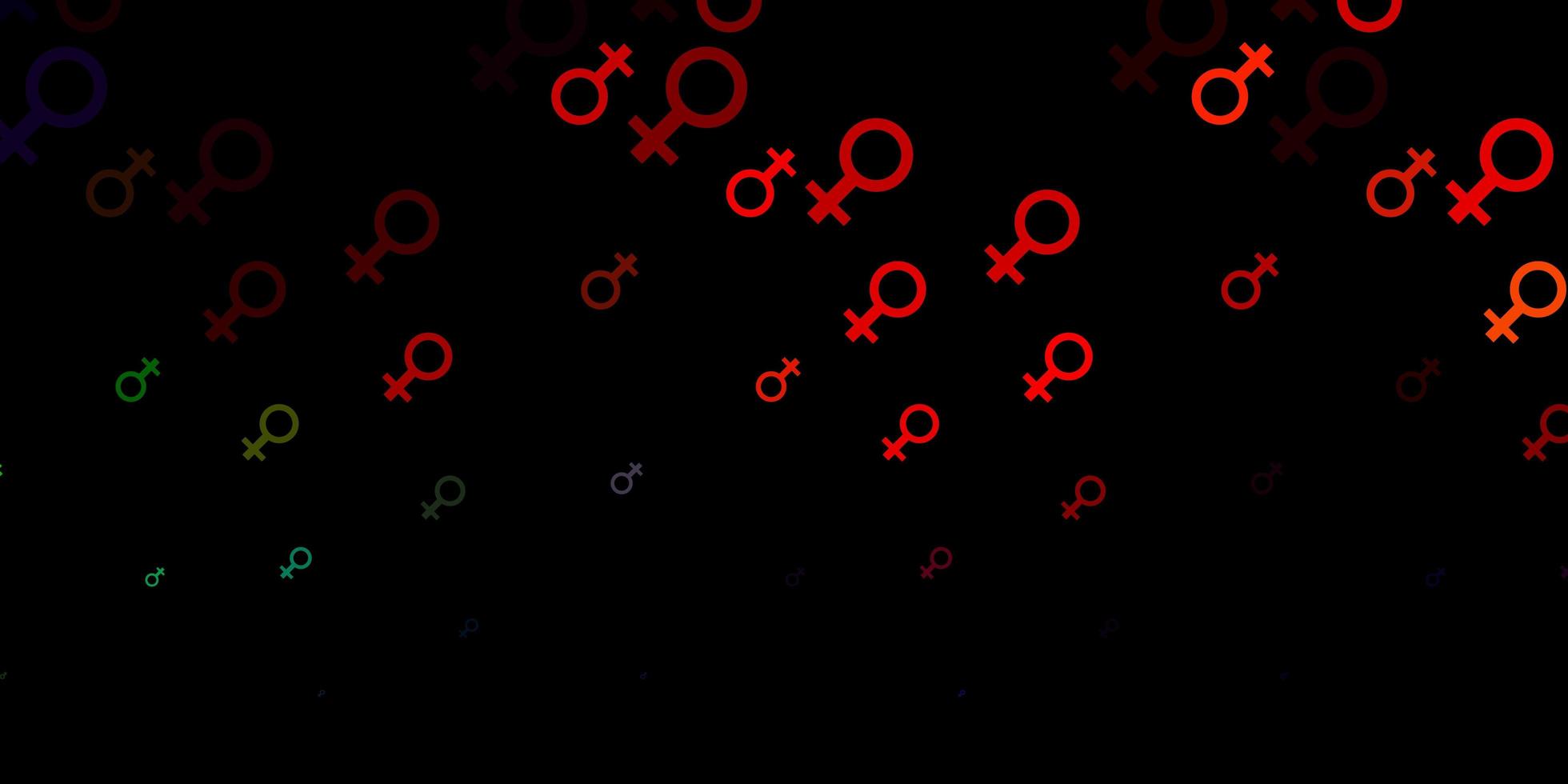 Dark Multicolor vector backdrop with woman's power symbols.