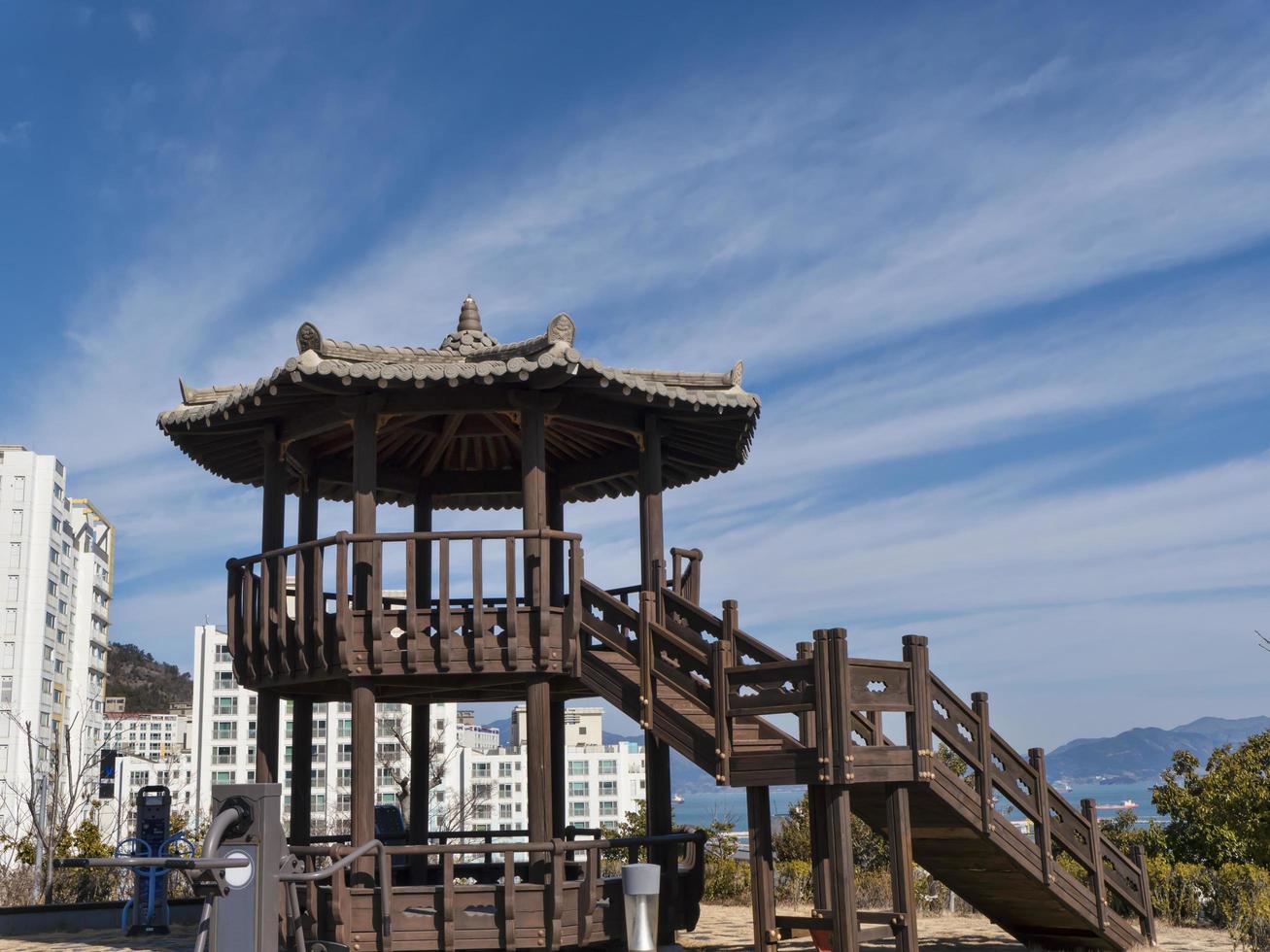 Korean traditional arbor in Yeosu city. South Korea photo