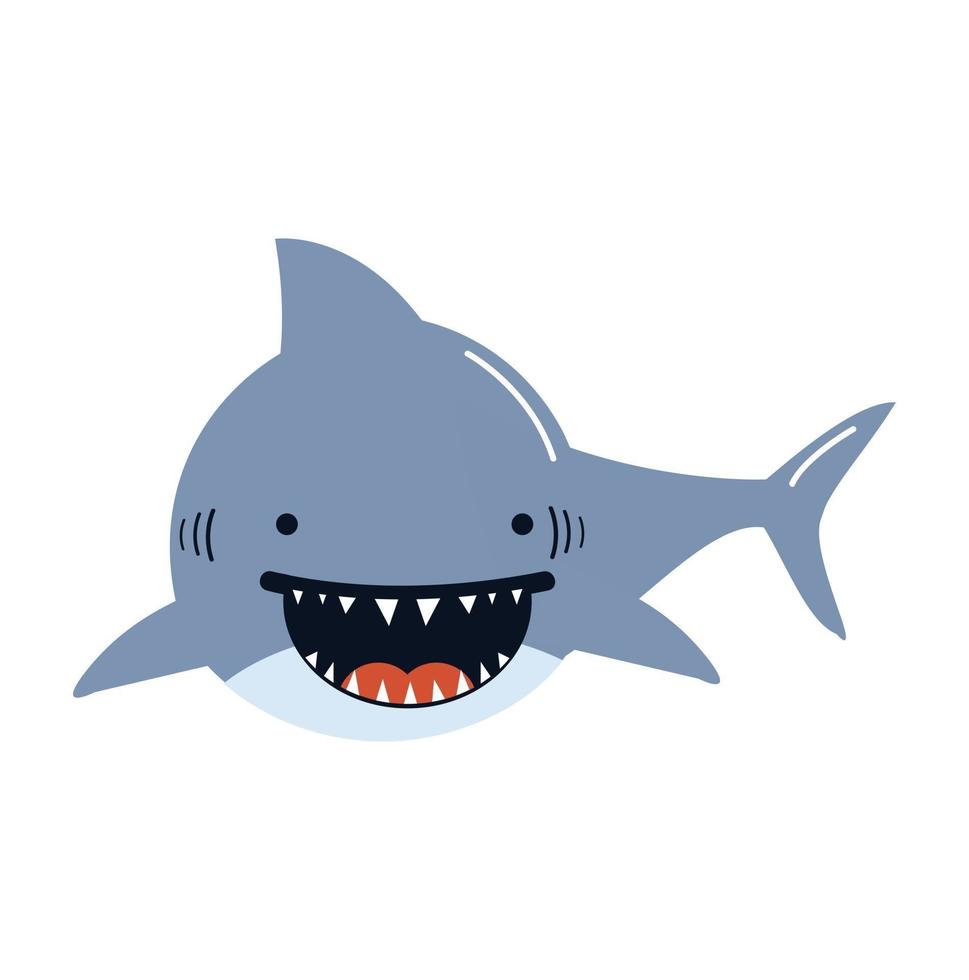 vector de dibujos animados lindo gran tiburón