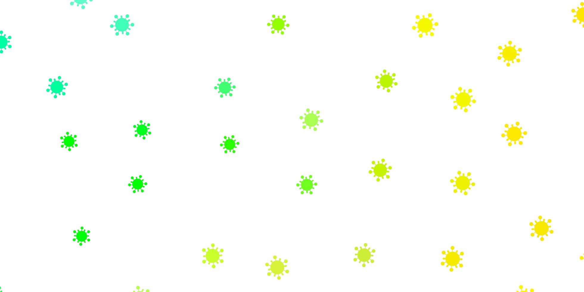 textura de vector verde claro, amarillo con símbolos de enfermedades.