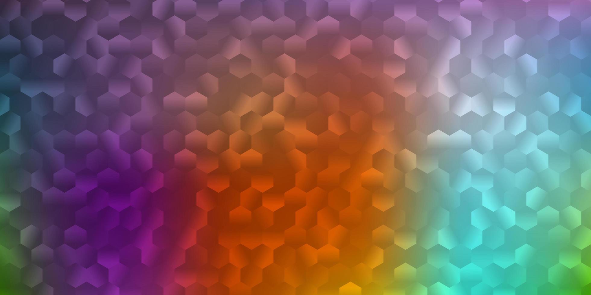 textura de vector multicolor claro con hexágonos de colores.