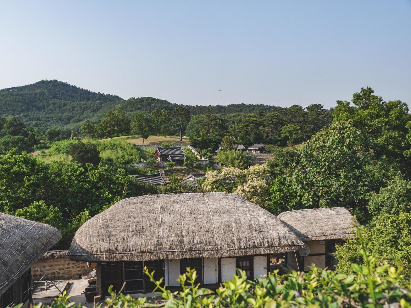 Roofs of houses in the traditional village, South Korea photo