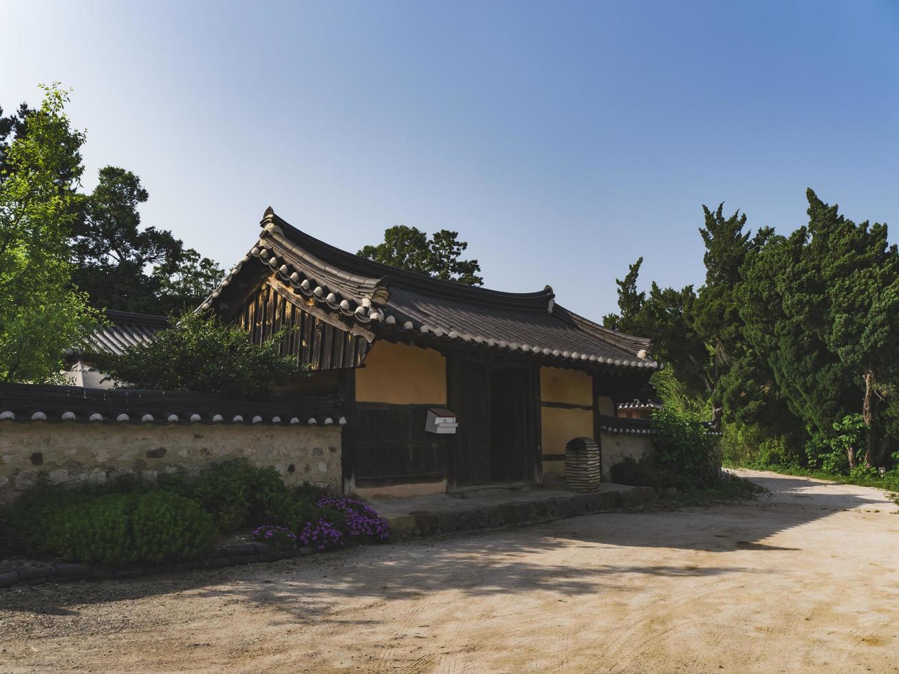 Beautiful asian house in the traditional village, South Korea photo