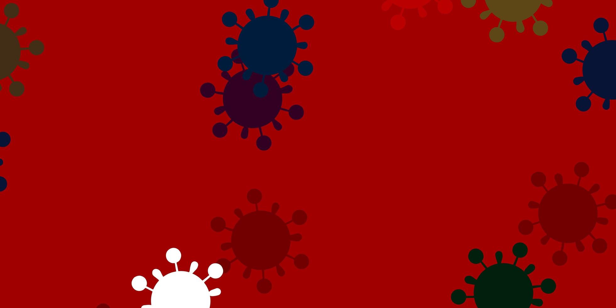 Fondo de vector verde claro, rojo con símbolos de virus.