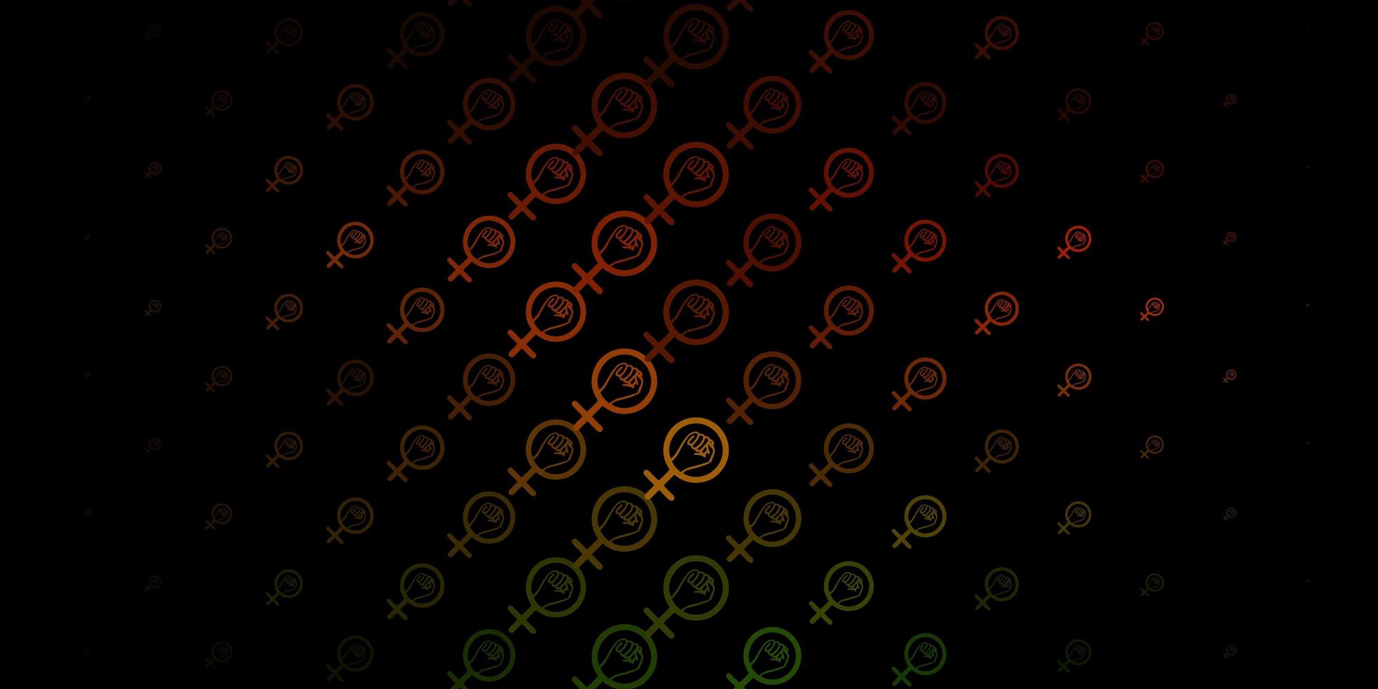 Dark Green, Yellow vector texture with women's rights symbols.