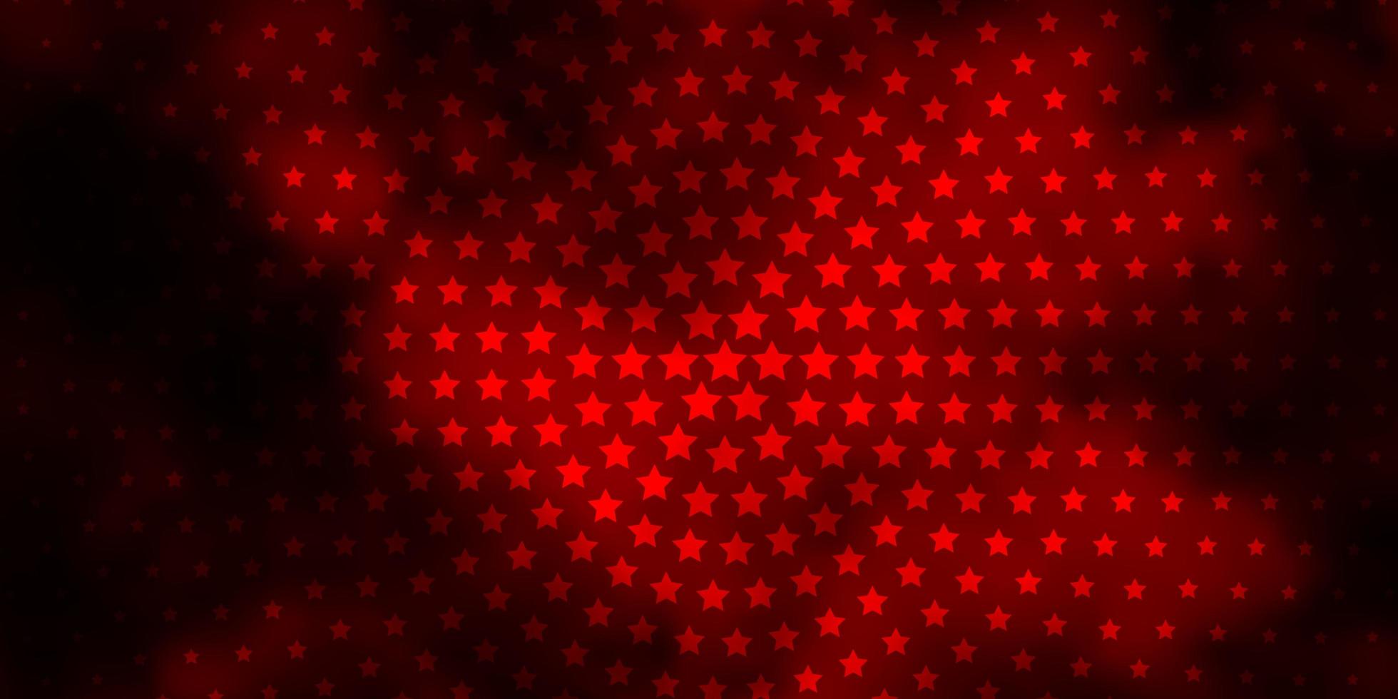 Fondo de vector rojo oscuro con estrellas de colores. difuminar el diseño decorativo en un estilo sencillo con estrellas. patrón para anuncios de año nuevo, folletos.