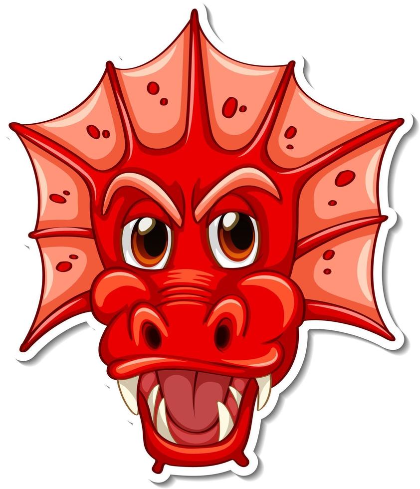 Face of red dragon cartoon character sticker vector