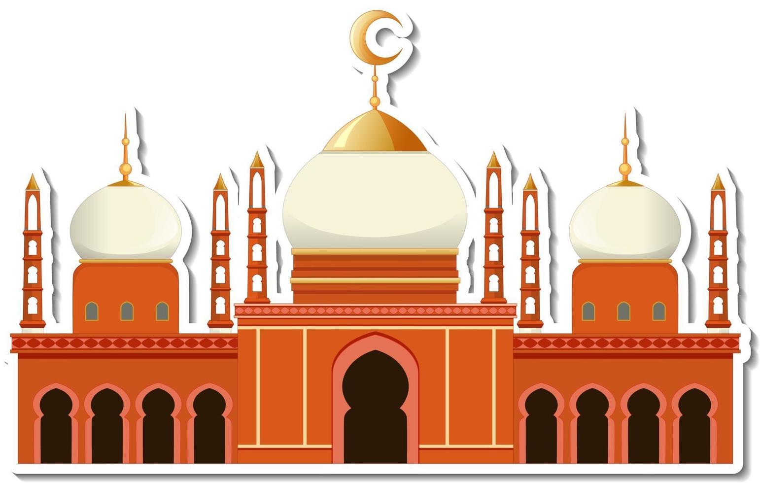 A sticker template with Mosque building isolated vector