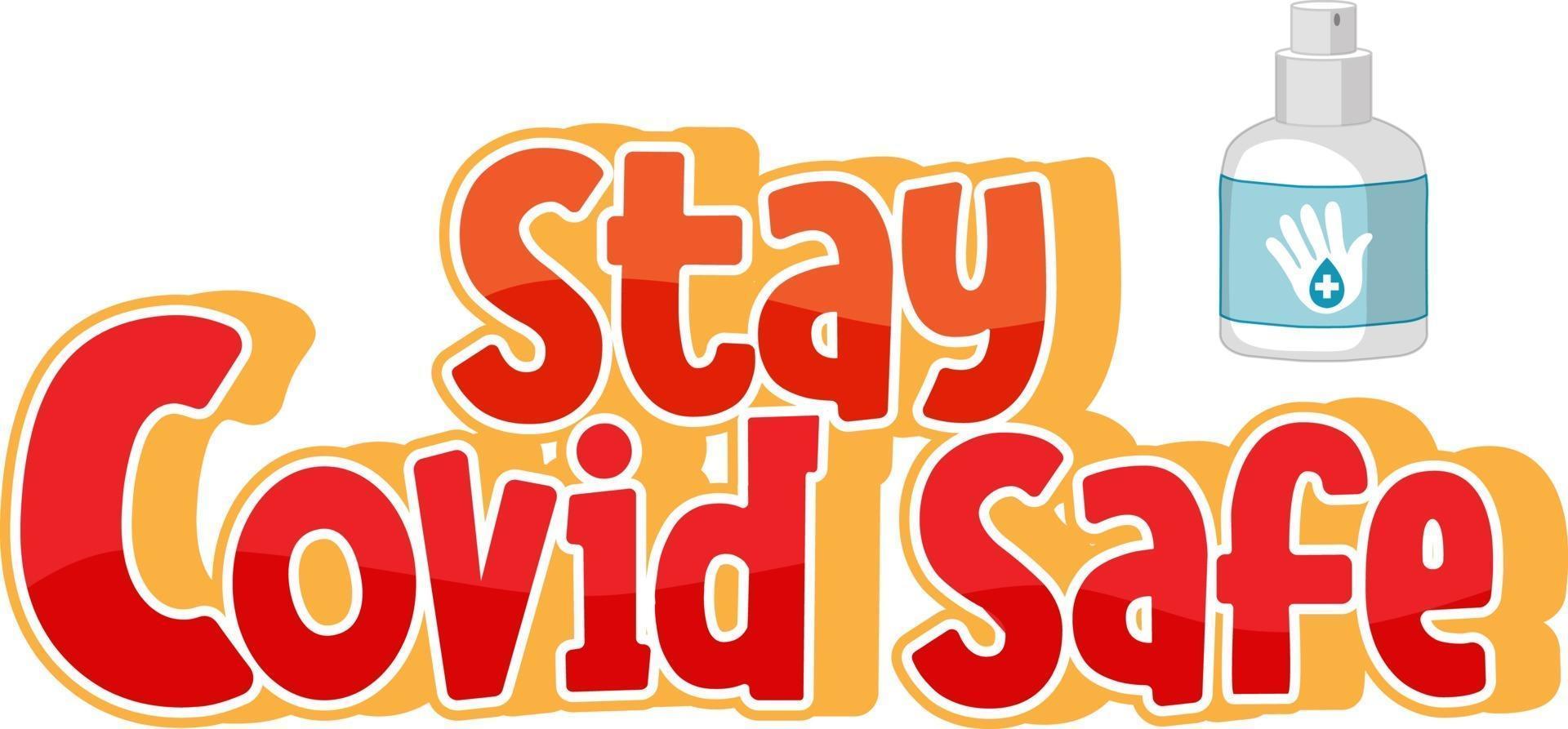 Stay Covid Safe font in cartoon style isolated on white background vector